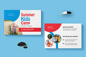Kids Summer Camp Postcard Templates, a Stationery Template by MightyDesign