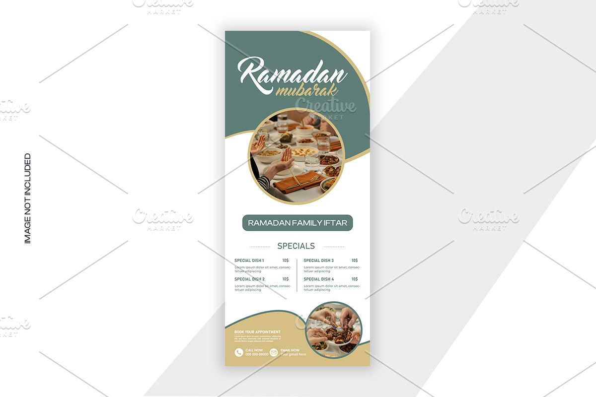Ramadan Iftar menu roll up banner, a Poster Template by graphics city