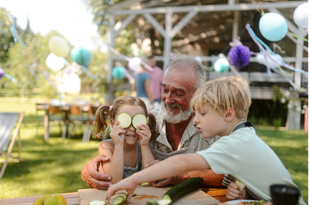 Grandfather and grandchildren having, a Person Photo by HalfPoint