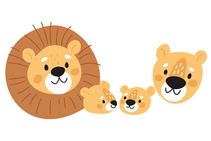 Lovely lion family. Lion father and, an Animal Illustration by Vectorbuum