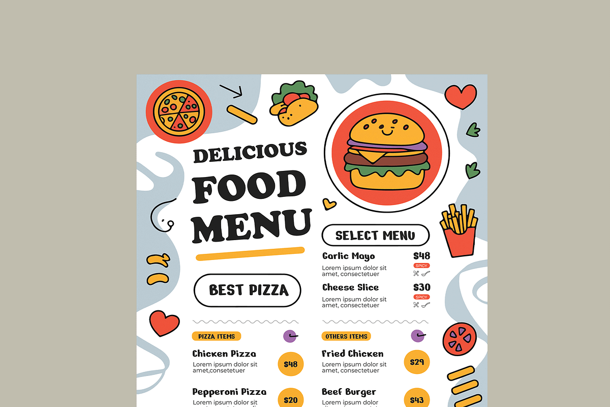 Food Menu Template, a Flyer Template by MightyDesign (Photo 4 of 8)