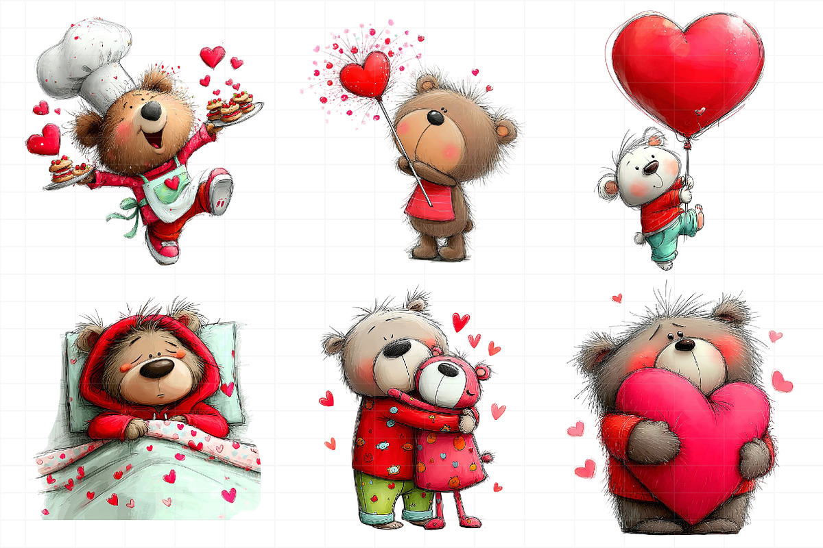Valentines Teddy Bear Clipart, an Illustration by Daily.Designs (Photo 3 of 8)