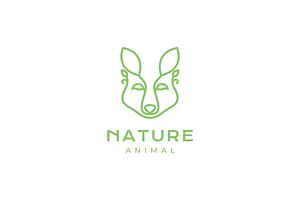 Animal Coyote Wolf Head Leaf Logo