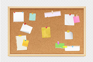 Realistic notice board. Corkboard, an Education Illustration by Stock-Smart-Start