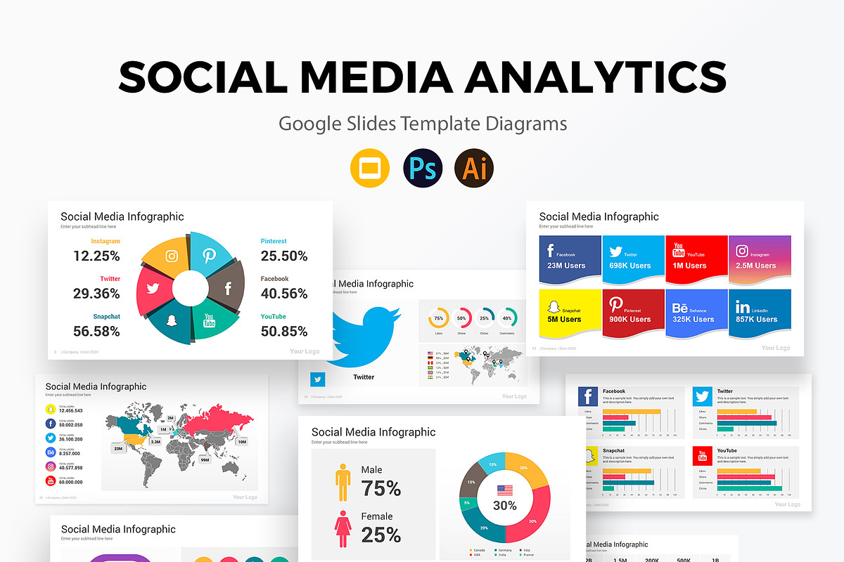 Social Media Google Slides Template, a Presentation Template by SlideOne (Photo 1 of 8)
