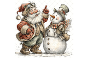 Santa and Snowman Clipart JPG, a Seasonal Illustration by Memories By Lea (Thumbnail 10 of 18)