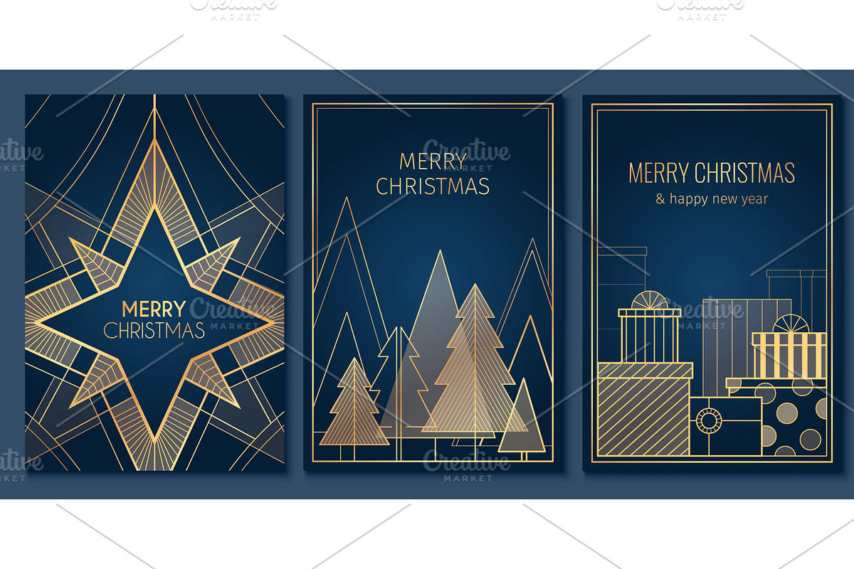 Minimalist Christmas card templates, an Illustration by art PVP - market