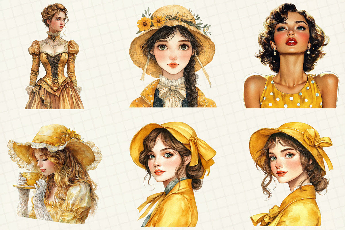 Gold Spring Woman Clipart, an Illustration by OK Design (Photo 4 of 5)