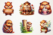 Cute Beaver Clip Art, Woodland Anima, an Animal Illustration by RobertsArt (Thumbnail 7 of 7)
