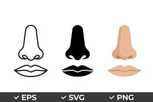 Nose and Lips Vector Icon Set, an Object Graphic by Artonix