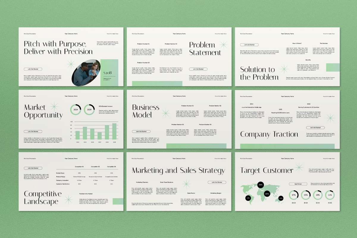 White Green Pitch Deck Google Slide, a Presentation Template by graphicook (Photo 2 of 4)