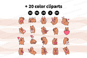 Cute Kawaii Capybaras Valentines Day, an Animal Illustration by Palau (Thumbnail 10 of 12)