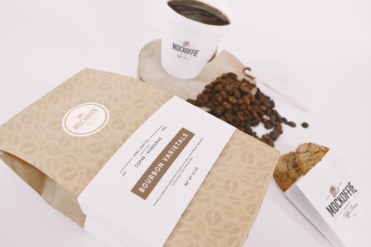 Coffee Bag and Cup Mockup, a Cups & Container Mockup by eamejia (Photo 1 of 2)