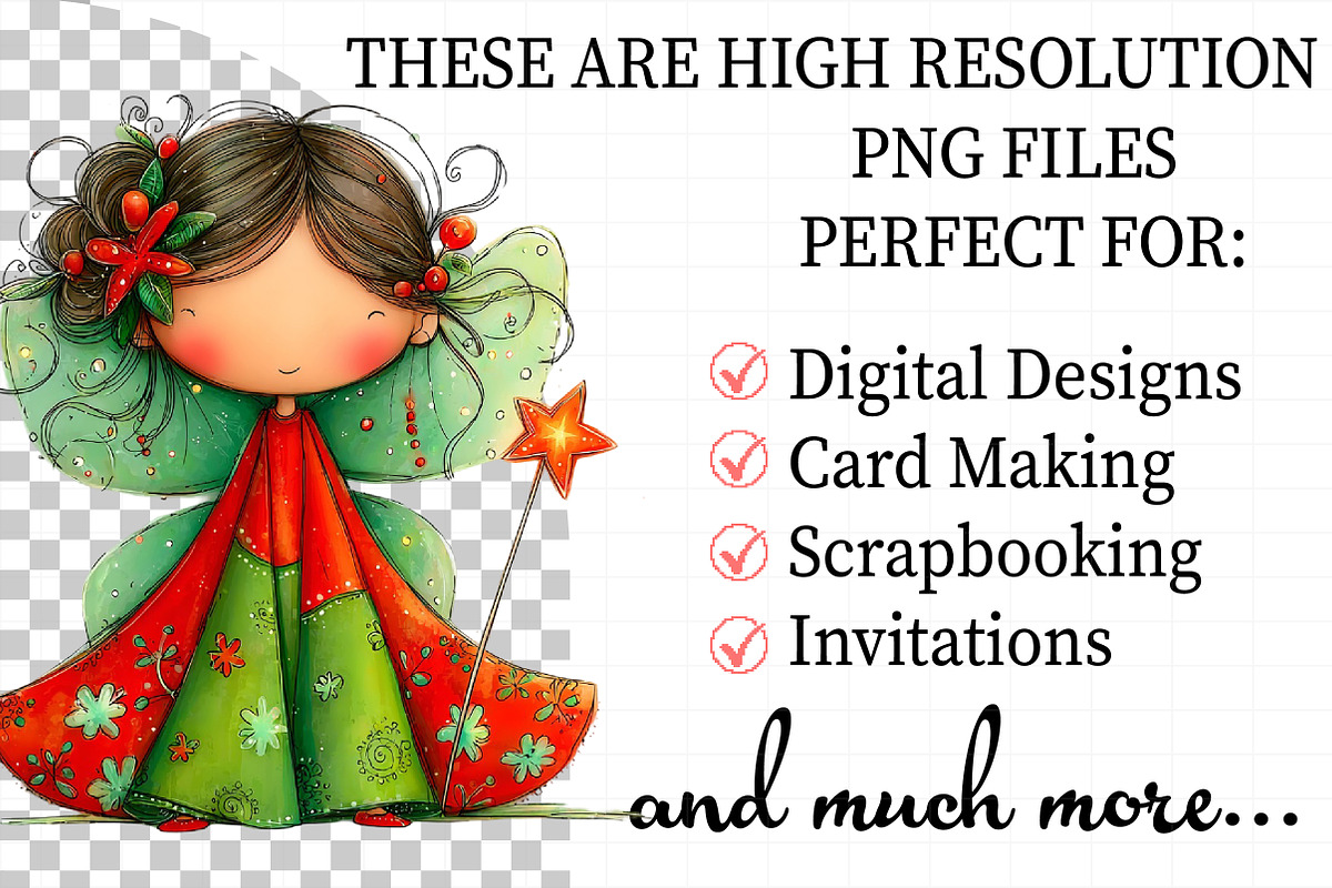 Whimsical Christmas Fairy Clipart, an Illustration by Daily.Designs (Photo 2 of 5)