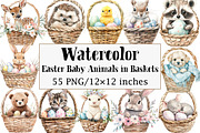 Easter Baby Animals in Baskets, an Illustration by Design Market (Thumbnail 1 of 5)