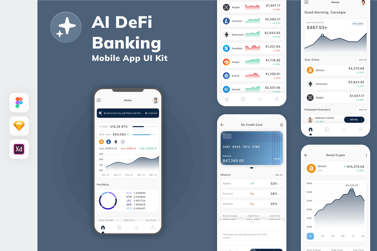 AI DeFi & Banking Mobile App UI Kit, an UI Kit Template by uicube