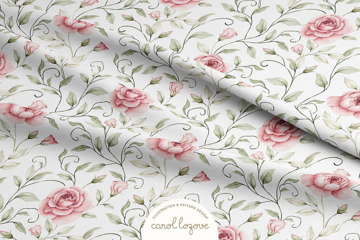 Watercolor Blush Roses Floral Set, a Decorative Illustration by Carol Lozove (Photo 31 of 50)