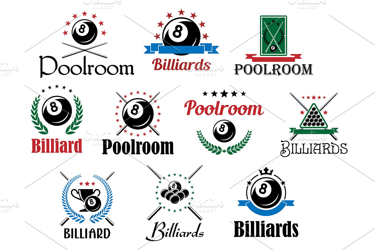 Billiard game emblems and symbols, a Solid Icon by Vector Tradition (Photo 2 of 4)
