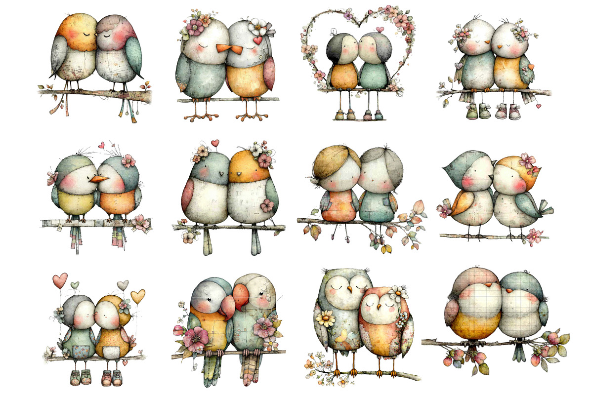 Bird Couple Sublimation Bundle, an Illustration by Designking (Photo 3 of 5)