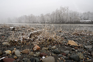Winter landscape with river