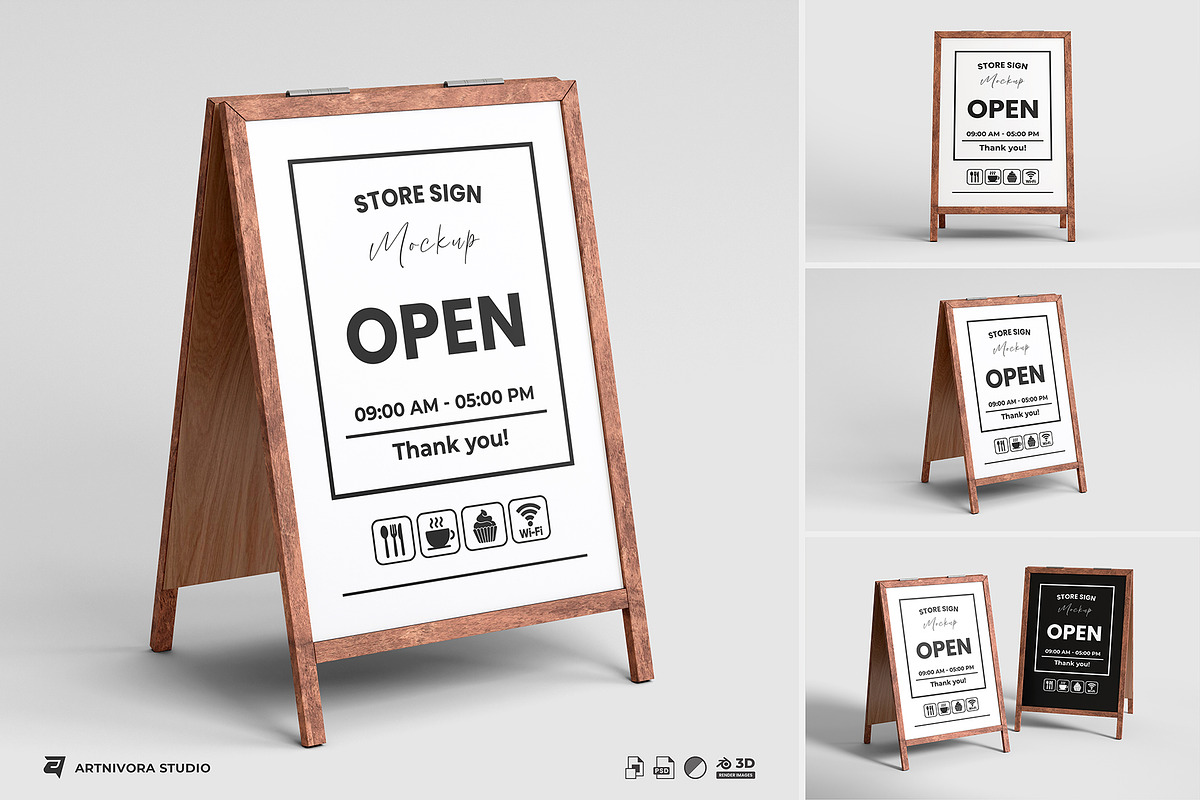 Store Sign Mockup, a Packaging Mockup by Artnivora.Std (Photo 1 of 4)