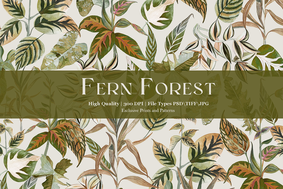 Fern Forest Pattern & Motifs, a Pattern Graphic by GND ART STUDIO (Photo 1 of 8)