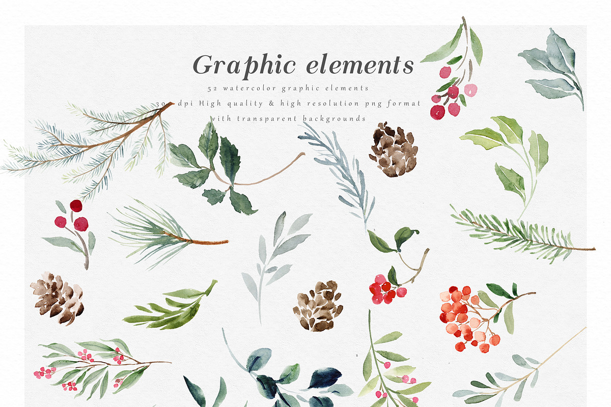 Winter Watercolor Graphic Set-Jolly, a Decorative Illustration by Graphic Box (Photo 8 of 8)