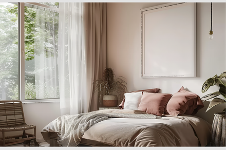 Frame Mockup in a Farmhouse Bedroom, an Architecture Photo by GFXCity