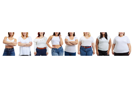 Set of 8 cropped portraits of female, a Person Photo by Volodymyr Melnyk