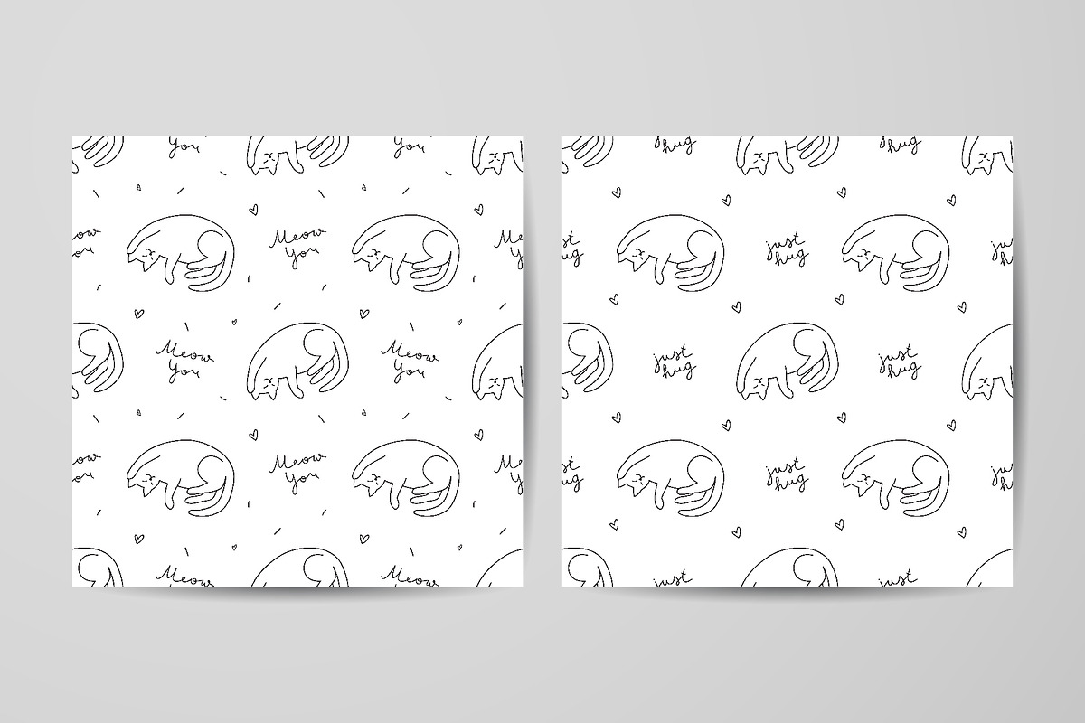 Cats, 9 seamless patterns!, a Pattern Graphic by redcollegiya design (Photo 7 of 7)