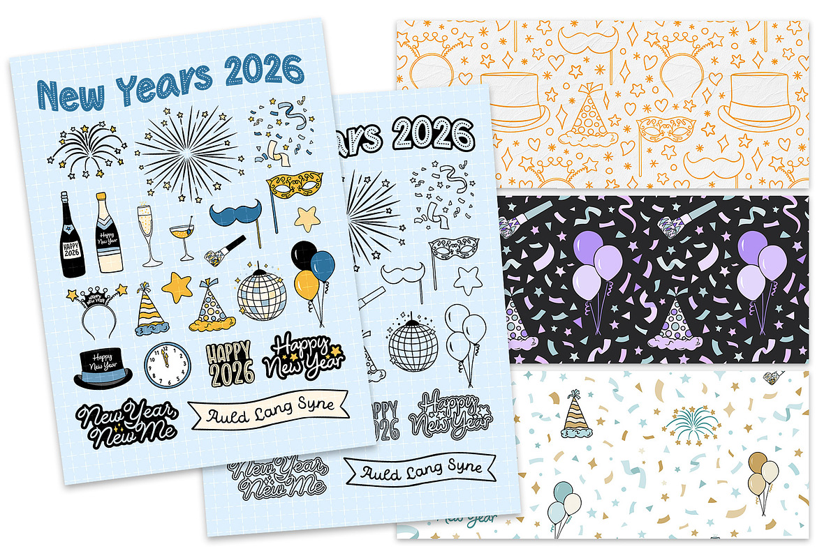 Festive Season Holiday Vector Bundle, a Seasonal Illustration by cugypress (Photo 8 of 8)