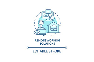 Remote Working Solutions Blue Icon