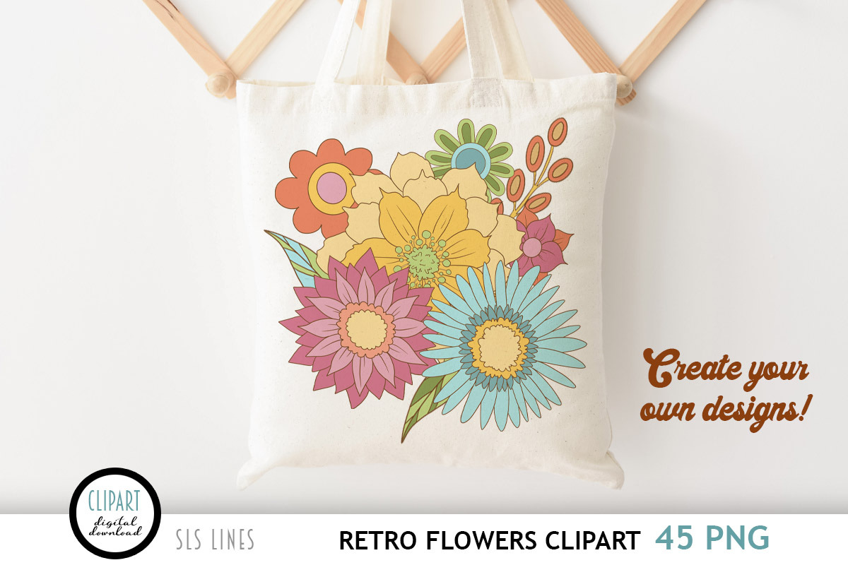 Retro Flower Clipart PNG, an Illustration by SLS Lines (Photo 3 of 6)