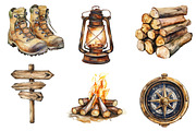 Vintage Spring Camping Clipart, an Illustration by SinaCreation (Thumbnail 4 of 5)