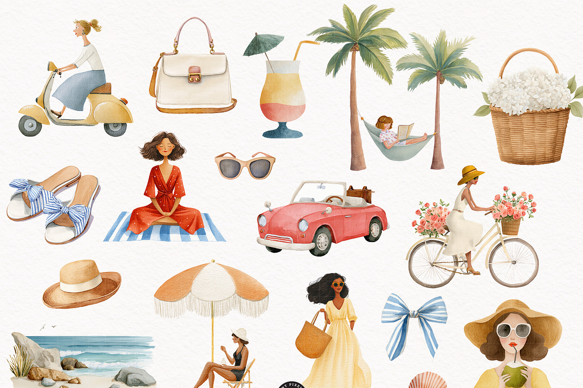 Mediterranean Amalfi Clipart Set, a Person Illustration by PaintPixelCo (Photo 5 of 12)