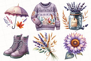 Watercolor Lavender Fall Clipart, an Illustration by OK Design (Thumbnail 3 of 4)