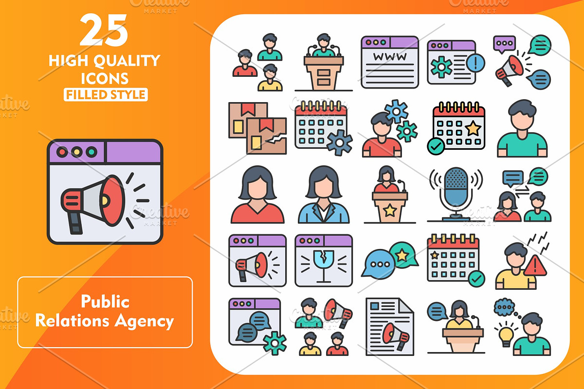 25 Public Relations Line Filled Icon, an Icon by Pexelpy