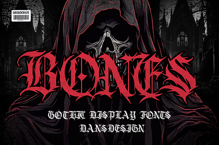 BONES Blackletters Gothic Display, a Blackletter Font by dansdesign
