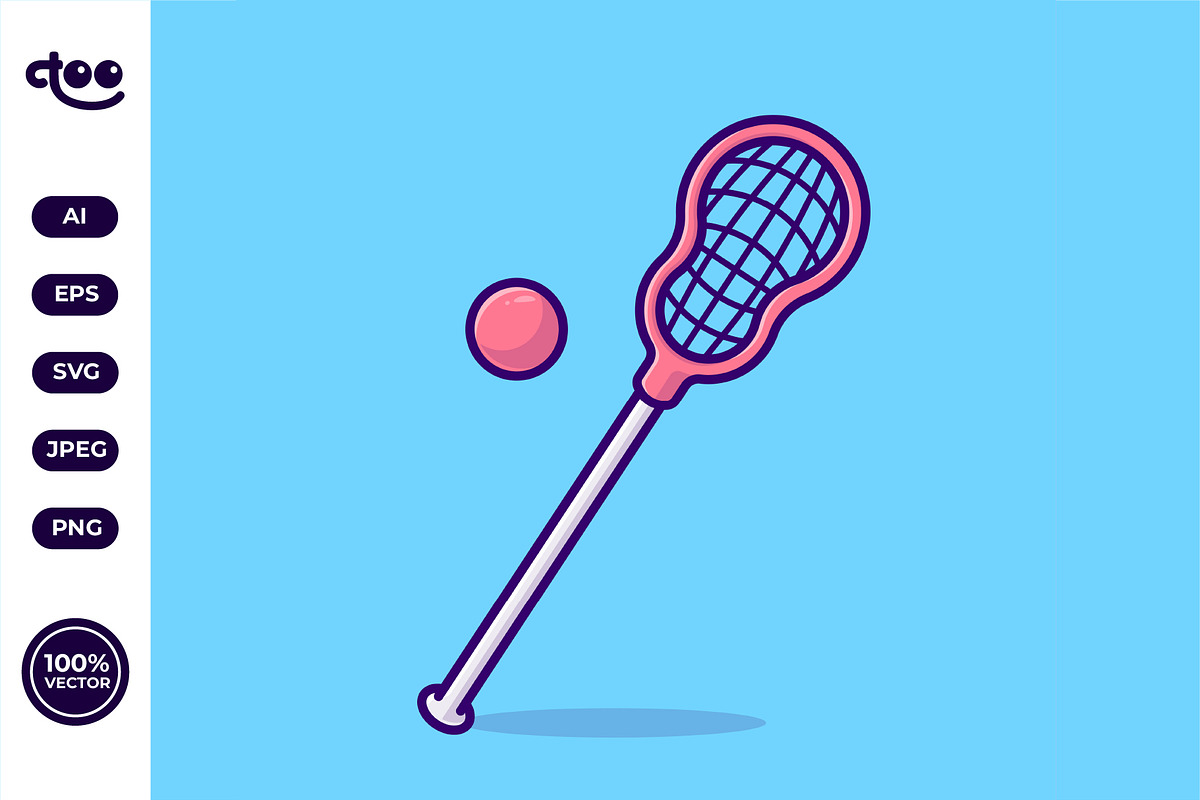 Lacrosse stick and ball cartoon, a Sport Illustration by Satisfactoons