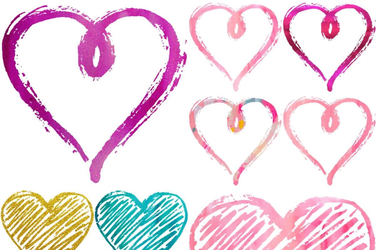 Funky Valentine Heart Clipart Set, an Illustration by The Dutch Lady ...