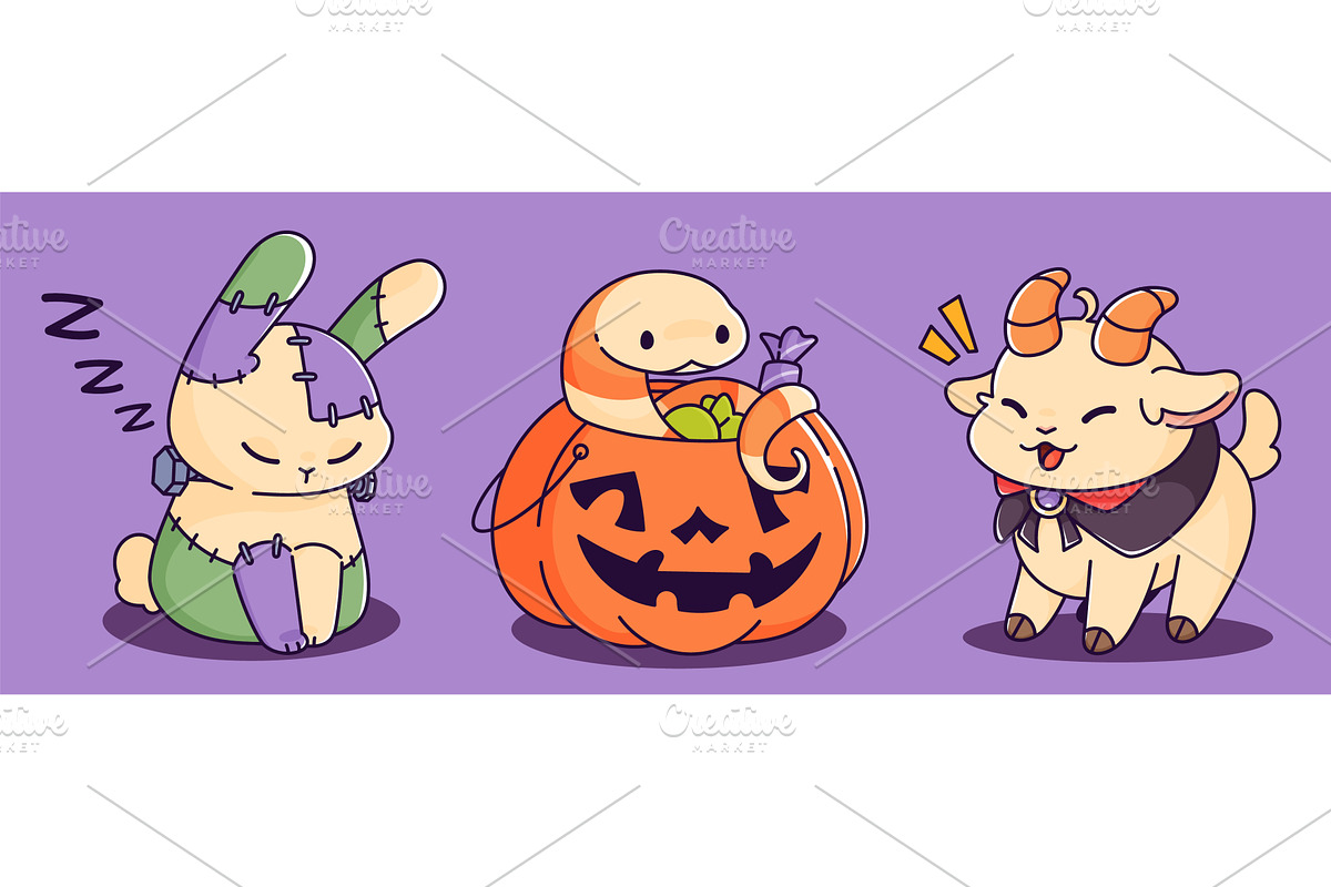 Kawaii Halloween animal character, an Animal Illustration by art PVP - market