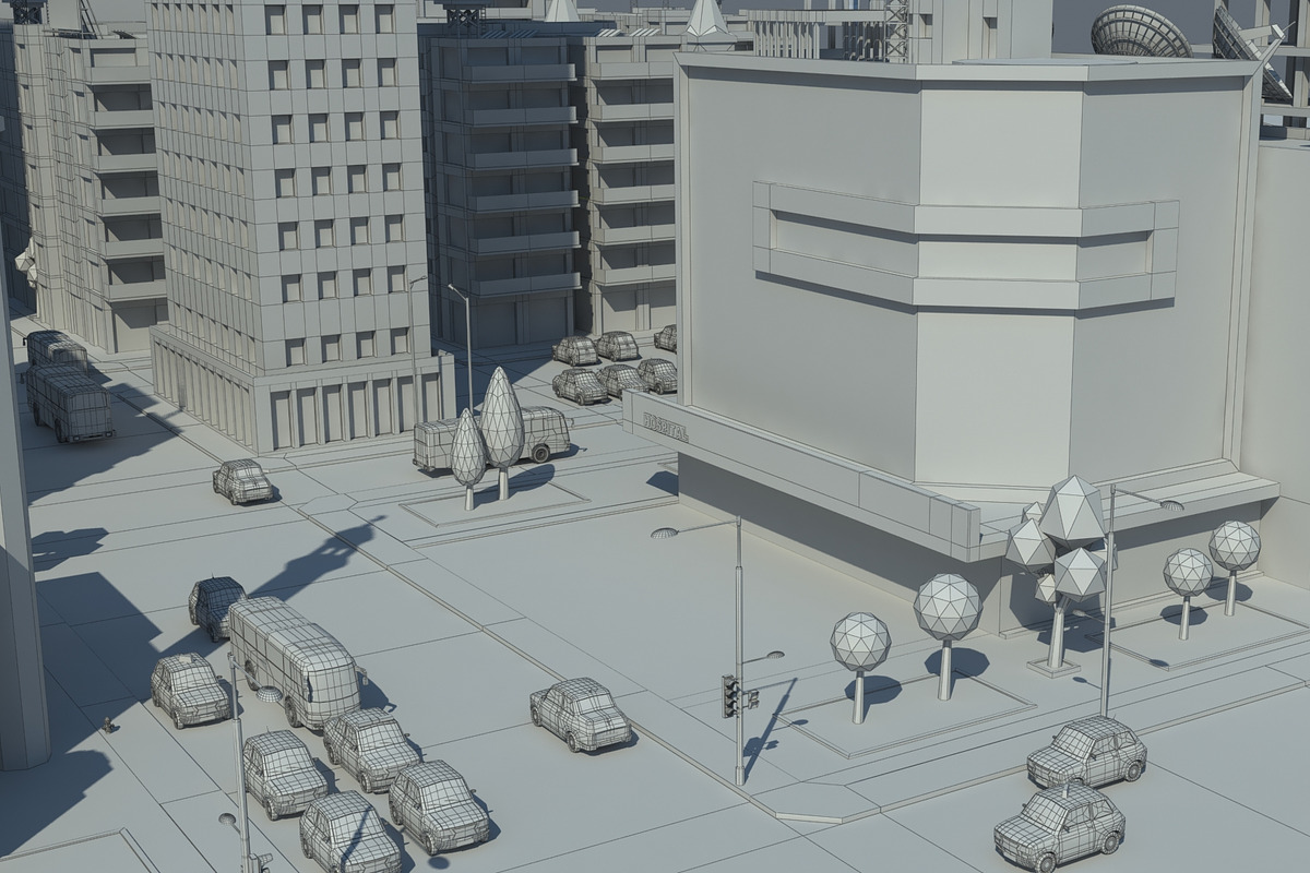 Realistic Lowpoly Simple City VR/AR, an Environmental 3D Model by NOMODOL (Photo 57 of 59)