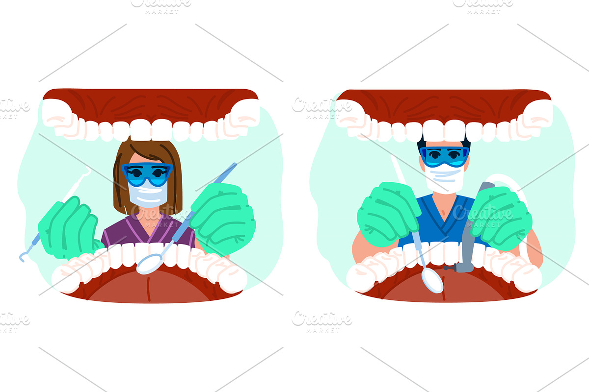 checkup dentist patient mouth view, a Person Illustration by pikepicture