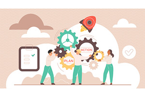 Action plan business project, a Person Illustration by Lemberg Vector