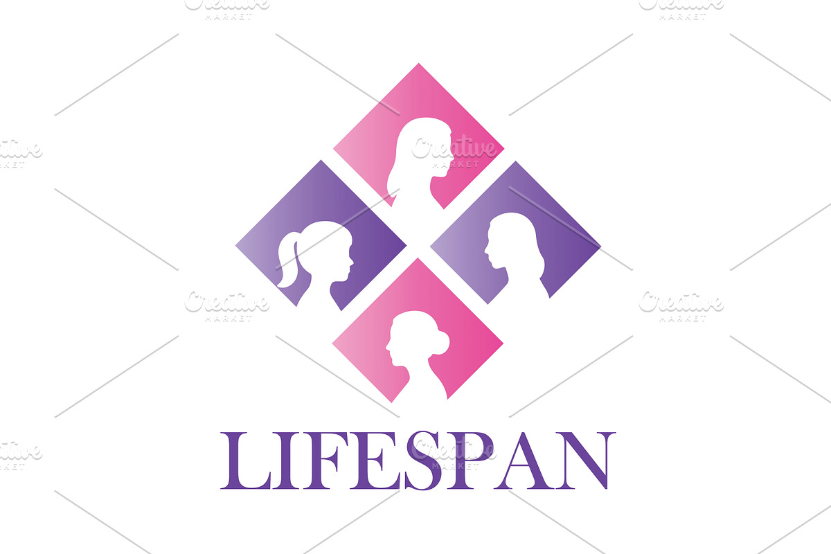 Logo depicting female life stages, a Person Illustration by LogosDen