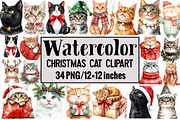 Christmas Cat Clipart, an Illustration by Design Market (Thumbnail 1 of 3)
