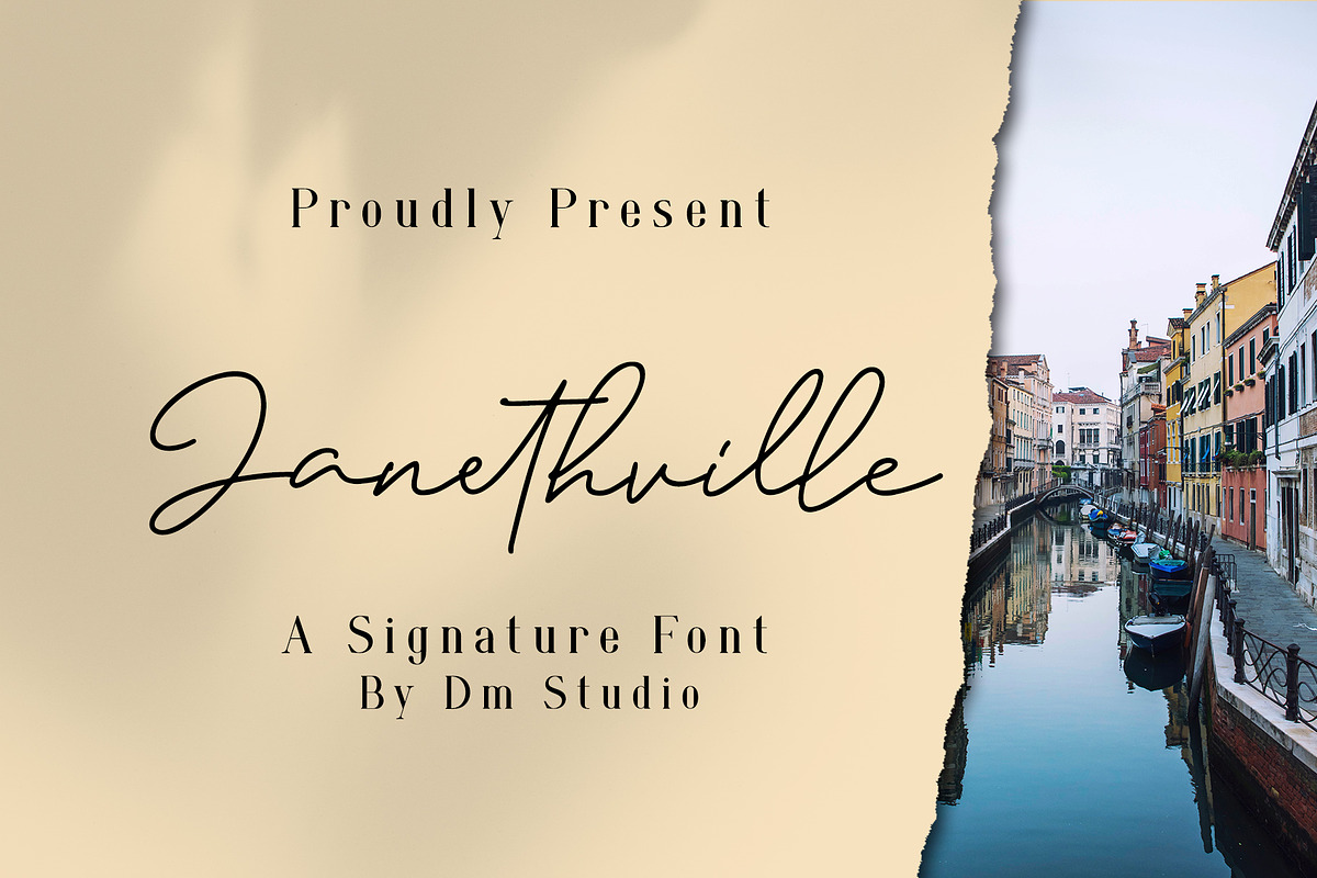 JanethVille - A Signature Font, a Script Font by Dm Studio (Photo 1 of 7)