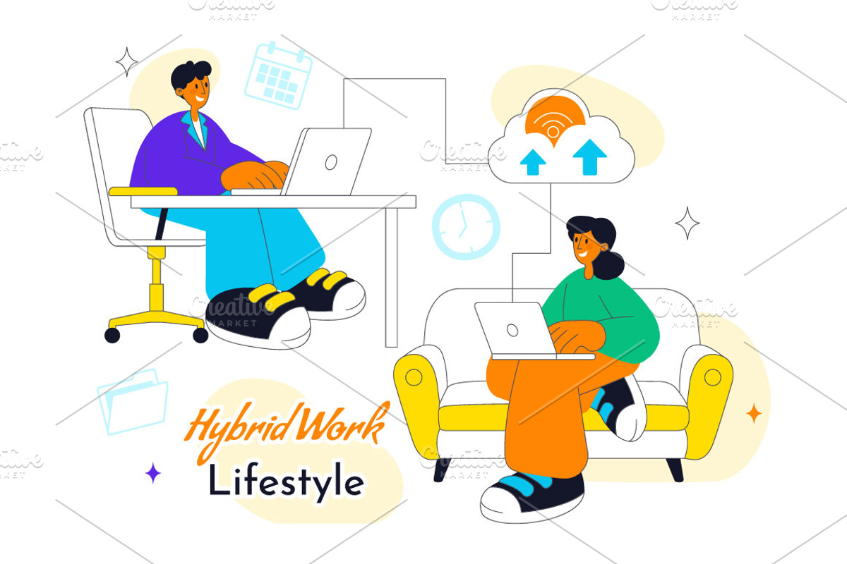 10 Hybrid Work Lifestyle Design, a Work Illustration by denayunebgt (Photo 4 of 4)