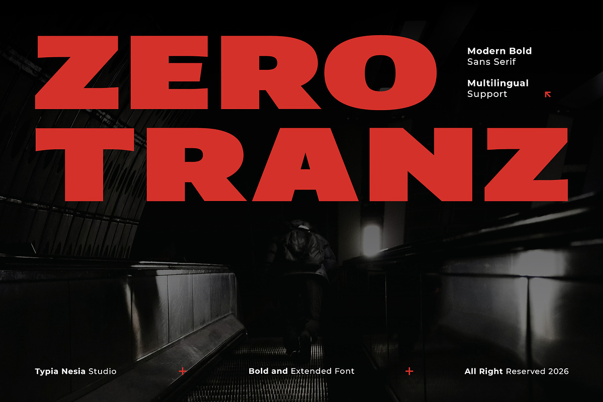 Zero Tranz - Bold Modern Expanded, a Sans Serif Font by Typia Nesia (Photo 1 of 12)