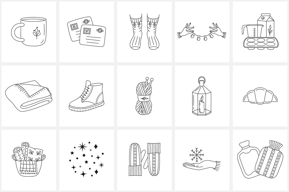 Winter everyday line icon set, an Outline Icon by NatalieArtShop (Photo 12 of 16)